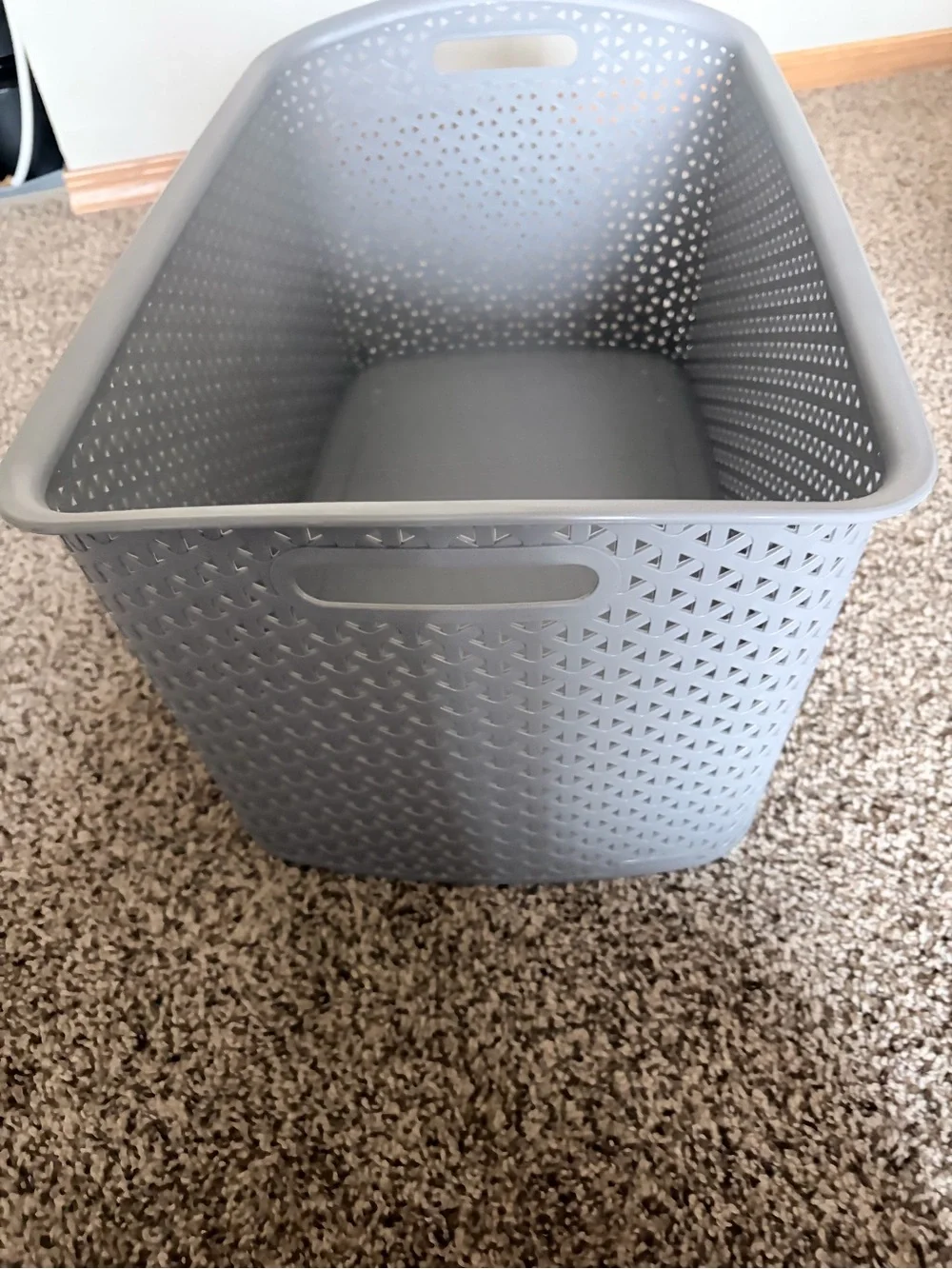 Gray Woven Plastic Storage Basket